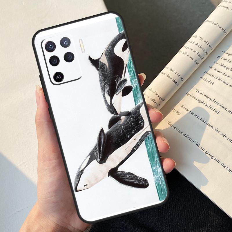 Süße Blaue Orca Hülle Für Oppo A58 A98 A78 A18 A38 A60 A80 A40 A77 A57 A17 A74 A54 A94 A96 A76 A16 A15 A5 Pro
