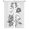 Hand Drawn Rose Sheer Curtains Transparent Voile Tulle Drapes For Living Room Bedroom Window Home Decor