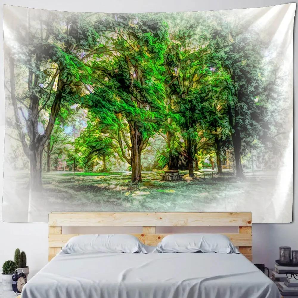 Oil Painting Colorful Big Tree Decorative Tapestry Home Wall Decoration Office Living Room Tapestry
