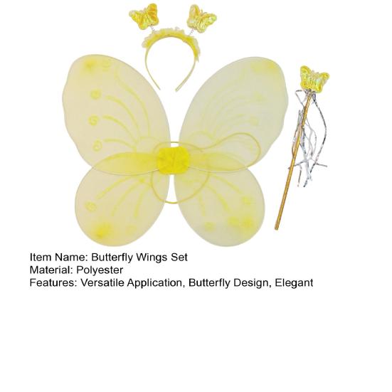 1 Sada Dívčí Motýlí Křídla Dětská Skládací Motýlí Vílí Křídla Čelenka A Hůlka Vílí Kostým Rekvizity pro Halloweenské Párty Cosplay Focení
