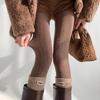 Retro Chain Pattern Tights Women Autumn Winter Basic Thickened Wool Tights High Streetwear Stocking Pantyhose