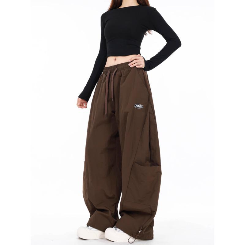 

Унисекс Американский уличный стиль Широкие брюки карго M хаки