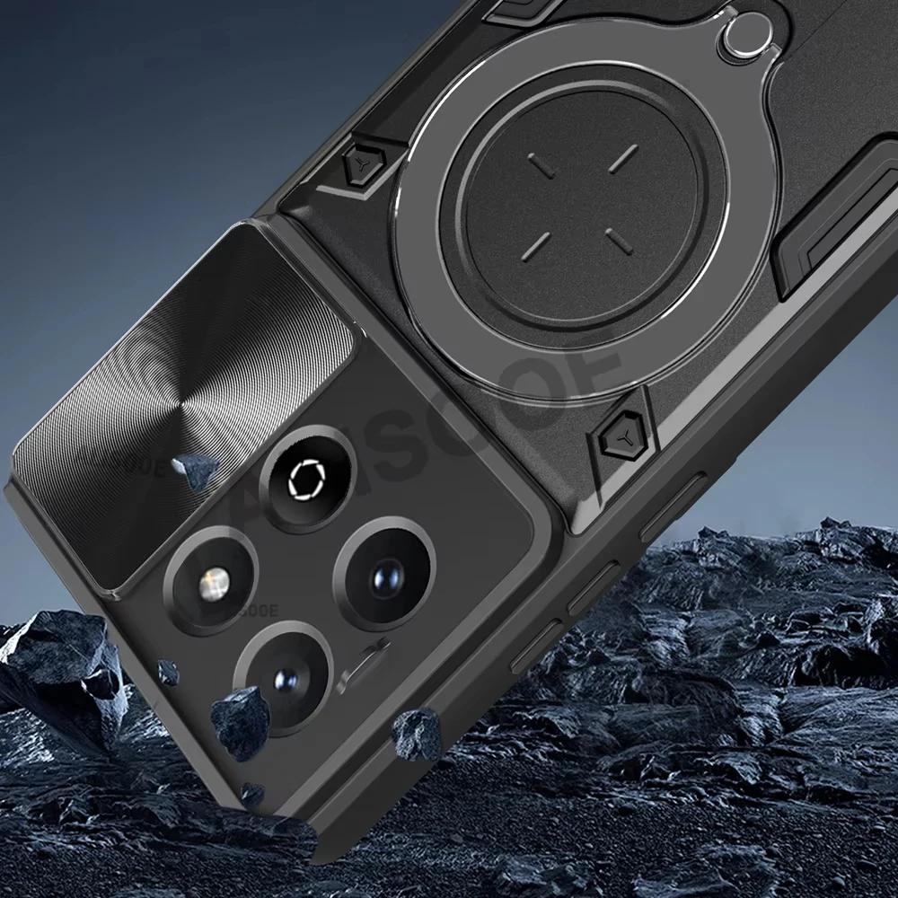 Armor Holder Funda for Honor X7C Case Slide Camera Lens Magnetic Ring Stand Cover for Honor X7C 4G Shockproof Capa