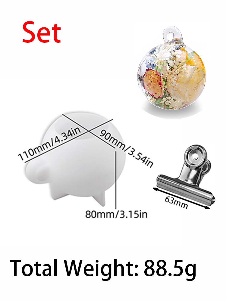 DIY Crystal Epoxy Resin Sphere Mold 3D Multi Size Desktop Ornamental Crafts Making Kit Perforated Ball Hanging Bracket Mirror Si