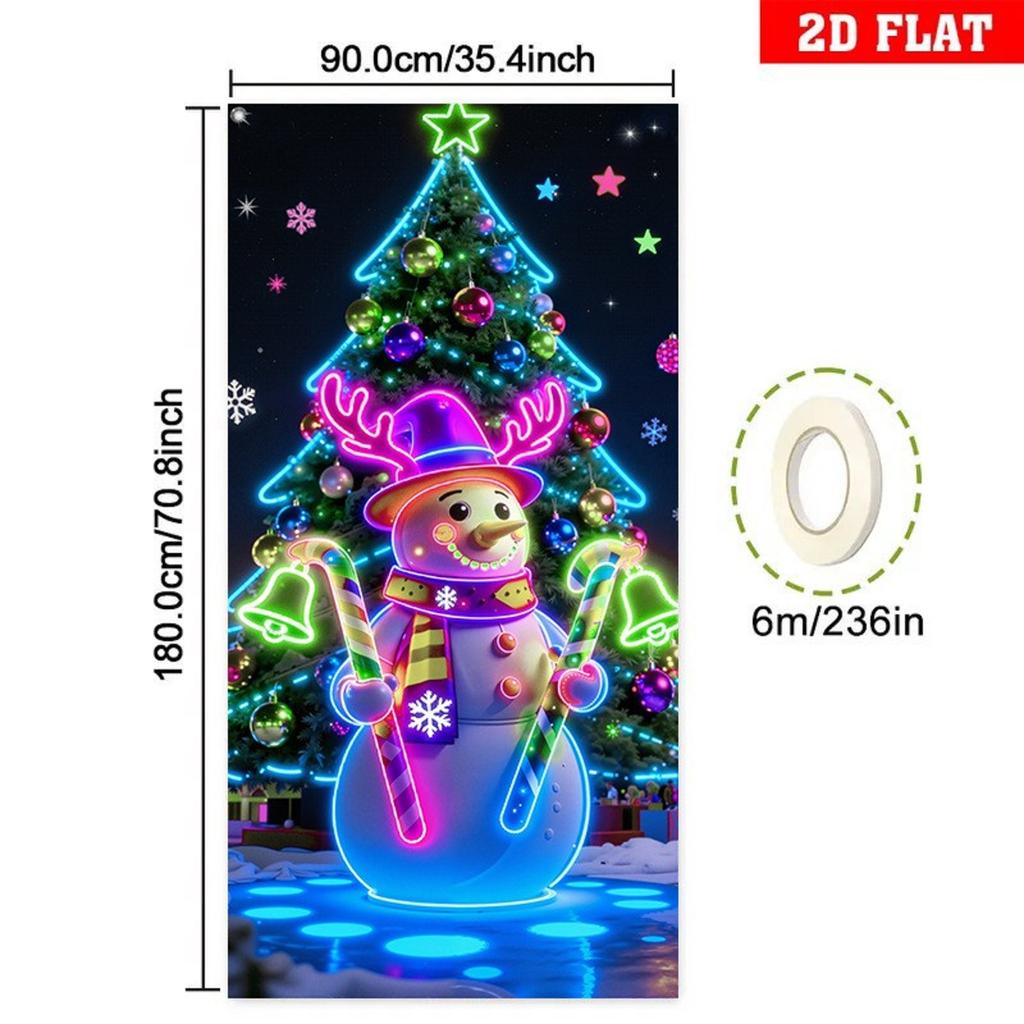 Christmas UV Fluorescent Door Banner/cover Background/holiday Party Decoration/Christmas Decorative Hanging Cloth
