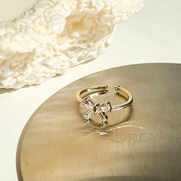 Super Flash Butterfly Open Ring Zircon Adjustable Light Luxury Advanced Sense Index Finger Ring Female