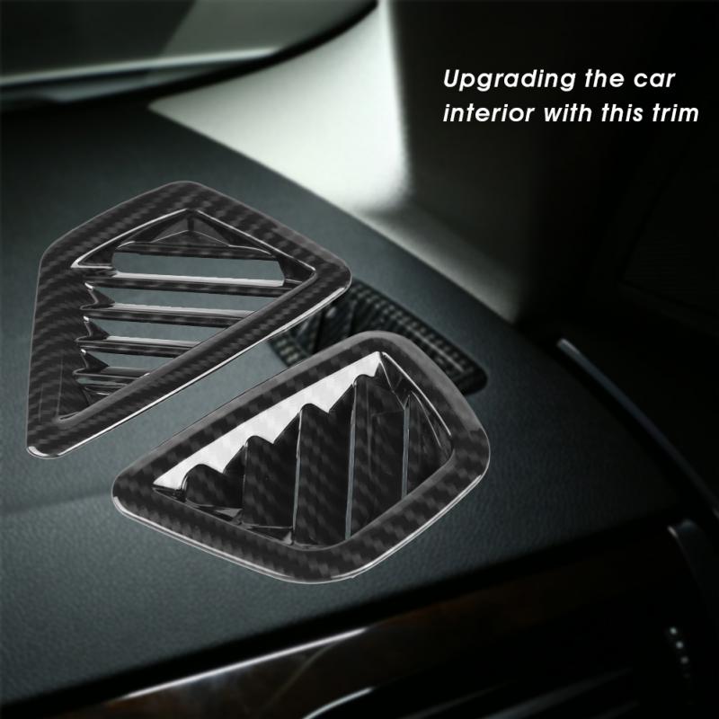 2pcs Car Carbon Fiber Dashboard Air Condition Vent Outlet Cover Trim Frame for BMW 5 Series G30 2017-2018 Car
