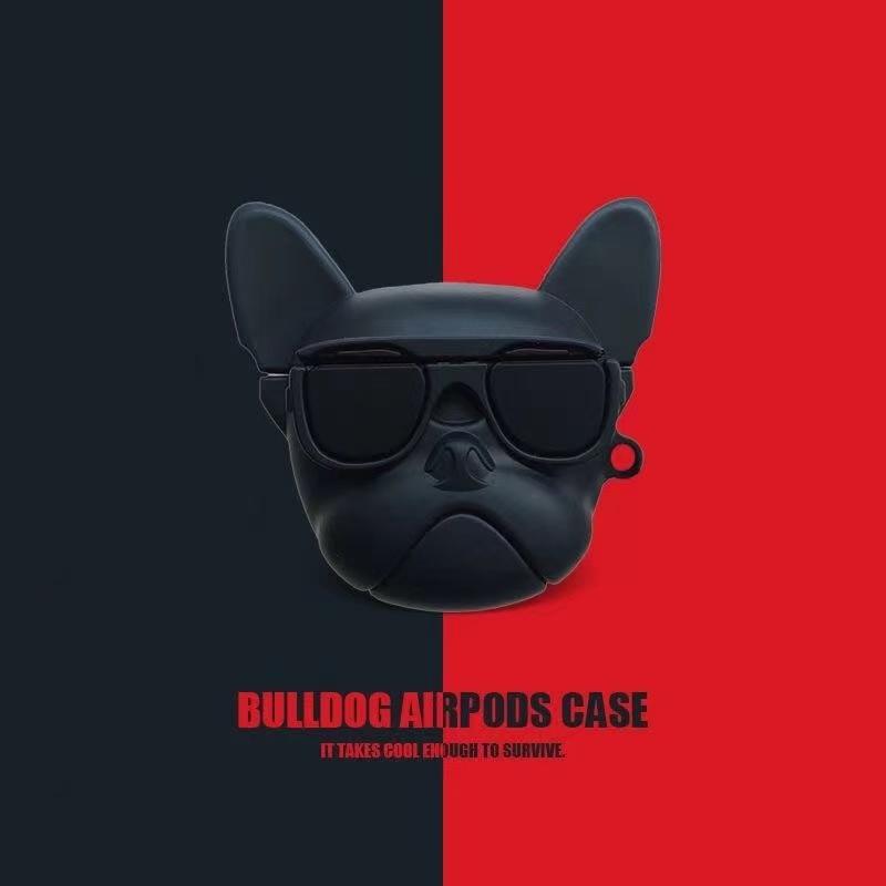 Pour AirPods 4 3 2 1 Pro Pro2 Étui pour Écouteurs Bulldog 3D Cool Dessin Animé Silicone Boîtier de Protection pour Casque Avec Couvercle Pendentif For Airpods 1 2