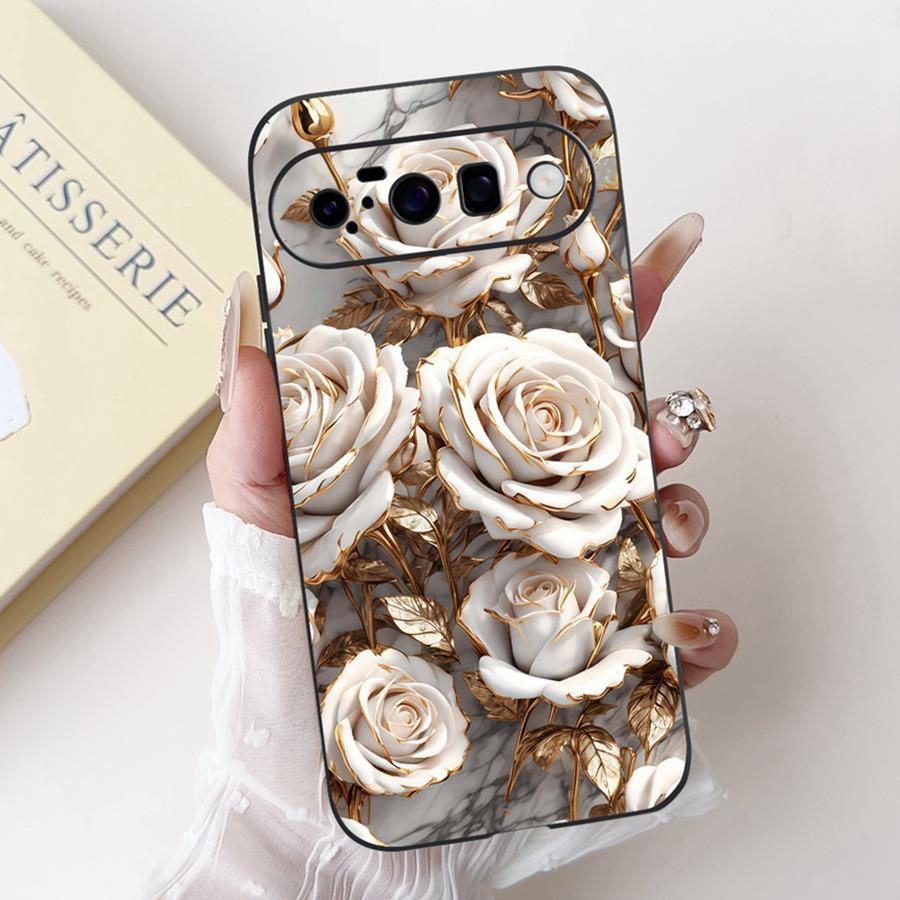 Neues Design 2025 Muster Hülle für Google Pixel 10 Pro XL Capa Weiches Silikon Schwarz Lackiert Vollabdeckung für Google Pixel10 Pro Funda