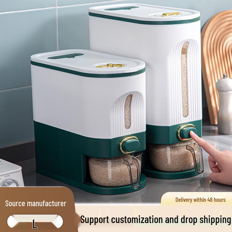 Press-Type Rice Storage Container: Sealed, Insect-Proof, Moisture-Proof Rice Bucket for Kitchen - Ideal for Whole Grains.