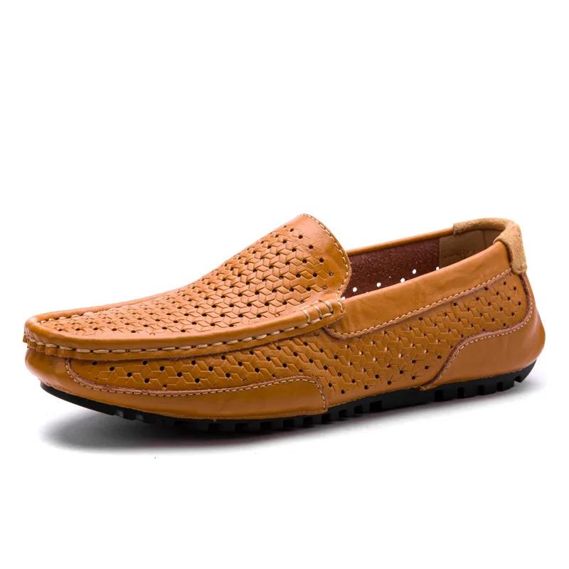 2025Men Casual Shoes Leather Moccasins Breathable Slip on Boat Shoes Italian Luxury Brand Mens Driving Loafers Size 37-47