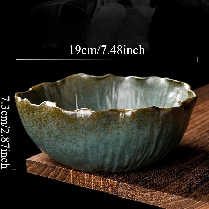 

1pc Chinese Style Ceramic Lotus Leaf Water Basin Home Tea Set Accessories Tea Cup Cleaning Basin, Tea Table Storage Bowl