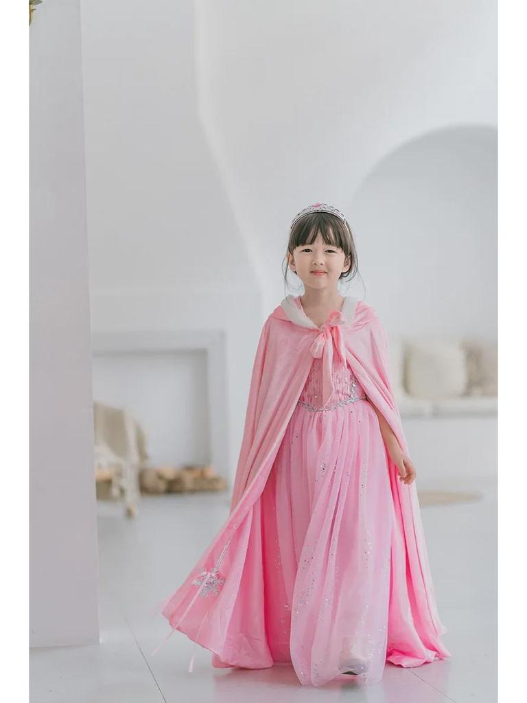 2025 Spring & Autumn Children's Multicolor Hooded Cloak - Plush Velvet Warm Kids' Christmas Cape