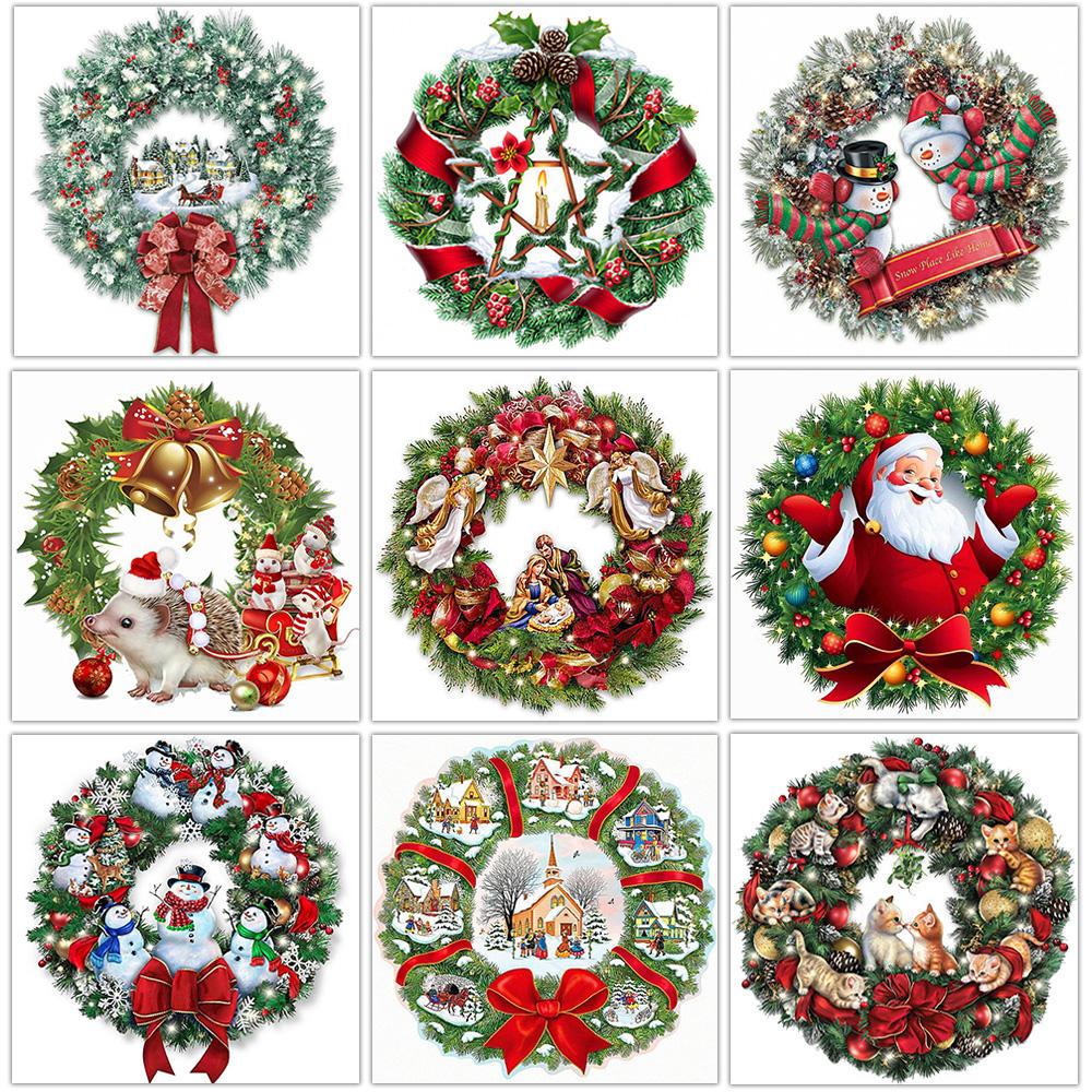 

Рождественское настенное художественное украшение, картина, Рождественский венок, постер, холст, картина для гостиной, спальни, украшение для дома, подарок на Новый год