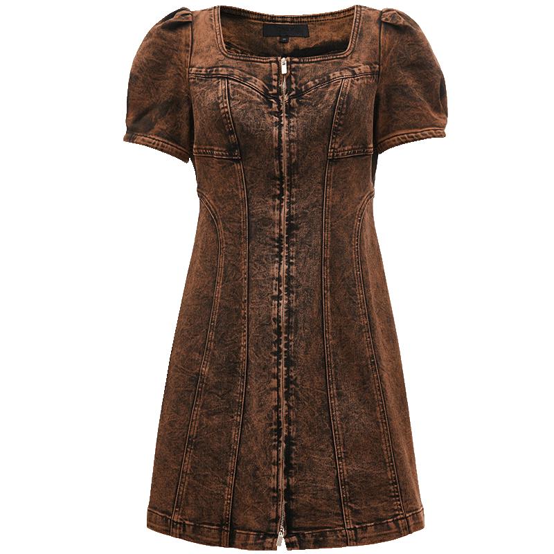 ONLY 2024 Summer Puff Sleeve Denim A-line Mini Dress