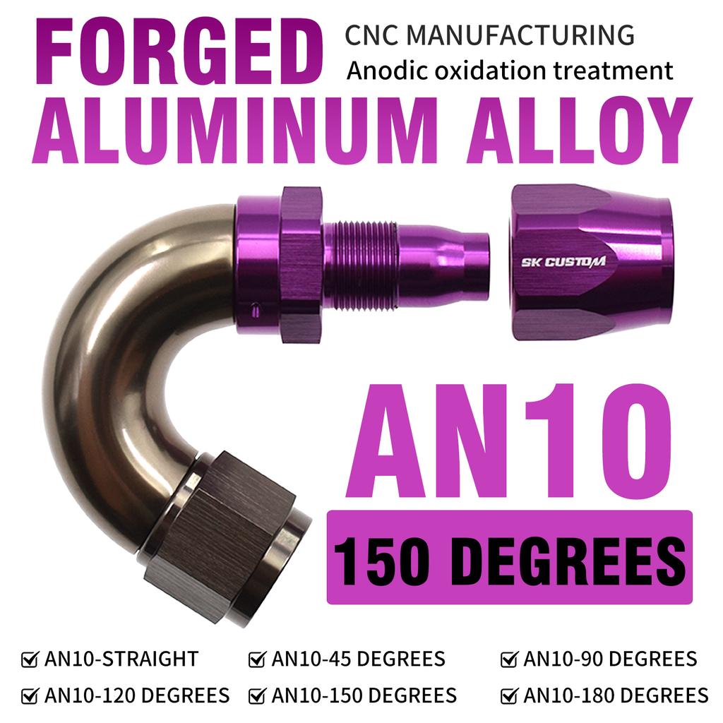 SKCUSTOM Fioletowy AN10 Jednoczęściowe Zakończenie Węża Kute Stop Aluminium Obrotowy Adapter do Przewodu Paliwowego Str0° 45° 90° 120° 150° 180° Interfejs