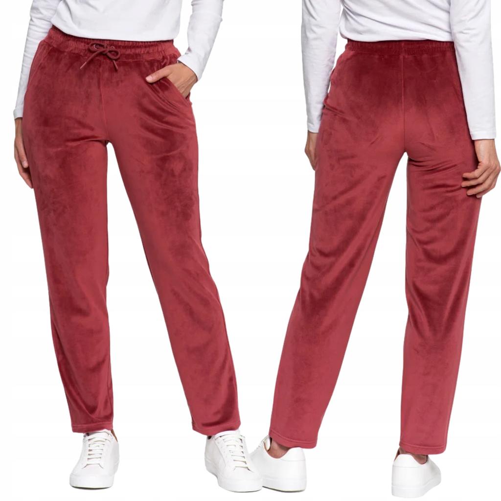 Women's Velvet Pants with High Waist, Straight Leg, Soft MORAJ XL PURPLE
