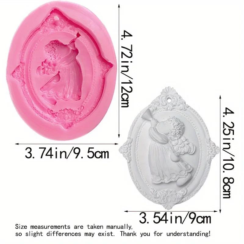 

A Top Quality Mold Pink Silicone 3D Angel Mold Gypsum Soap Resin Making Cake Chocolate Candle Mold DIY Making Tool Mould Oval
