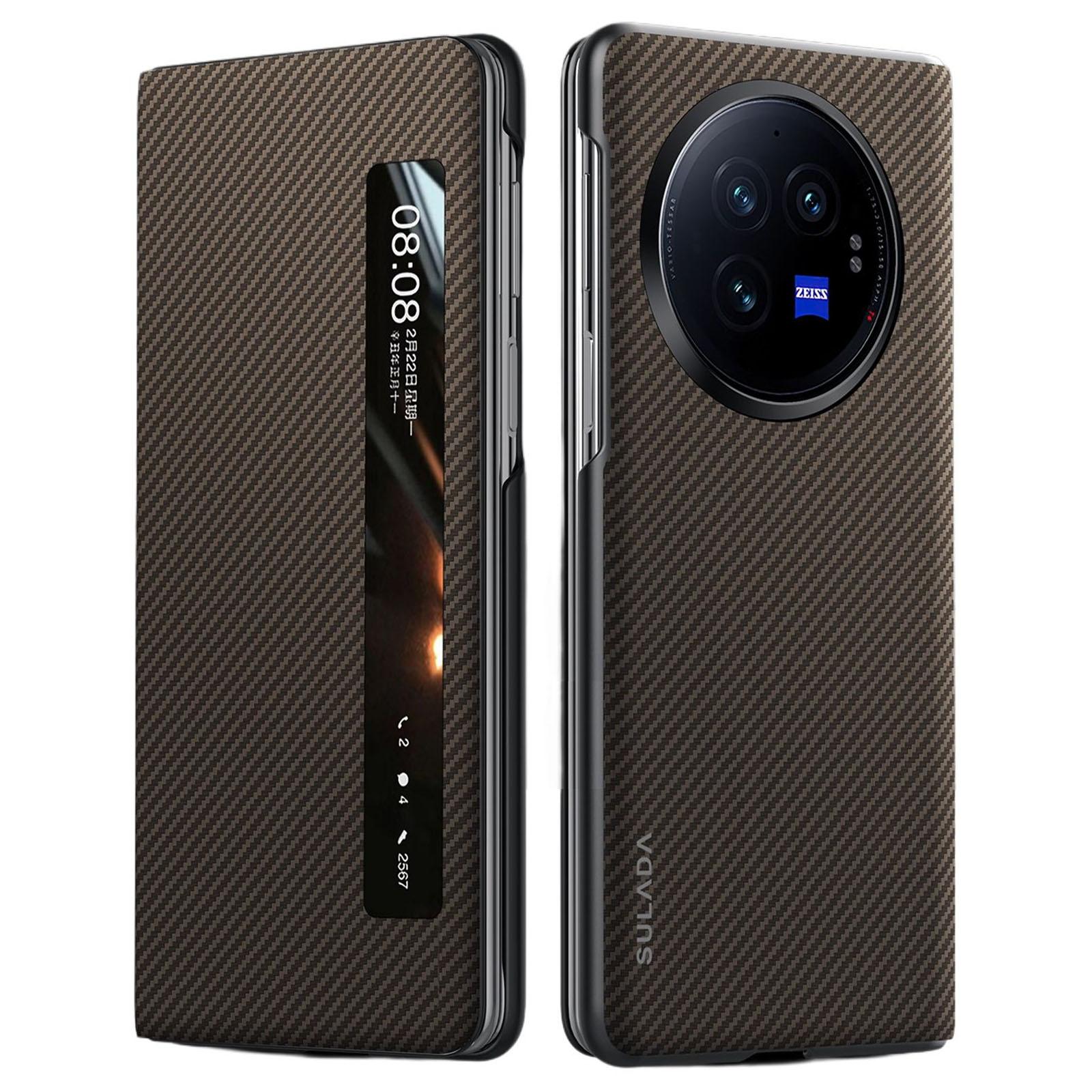 

SULADA Чехол для vivo X Fold3 с окошком для просмотра, кожа+ПК, чехол для телефона Brown