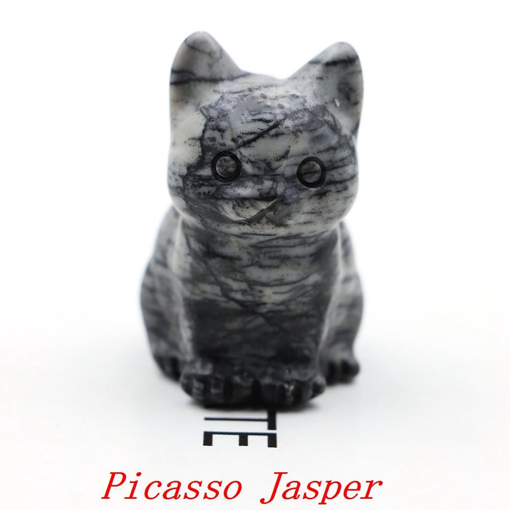 1.5" Various Crystal Energy Stones Carved Cats Rose Quartz Kitten Figurine Natural Gemstone Mini Sitting Cat Chakra Homome Decor