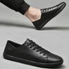 Fashion Men Casual Shoes High Quality Men's Designer Flat Shoes Genuine Leather Black Sneakers Man White Fashion Leisure Walk Sneakers
