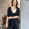 Modal Deep U-Neck Tshirt Summer Loose Short-sleeved T-shirts Simple Thin Tees Casual Tee Tops