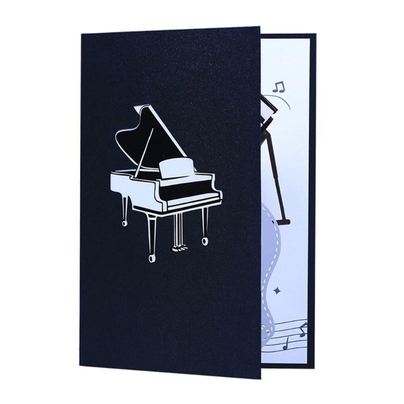 Biglietto di Auguri Pop-up 3D Creativo con Pianoforte Delicato Biglietto di Auguri Pop-up 3D con Pianoforte Fatto a Mano per Decorazione Casa Ufficio