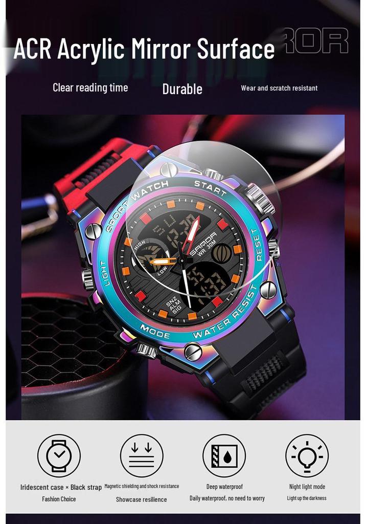 SANDA 739 Men's Dual Display Multi-function Waterproof Sports Watch