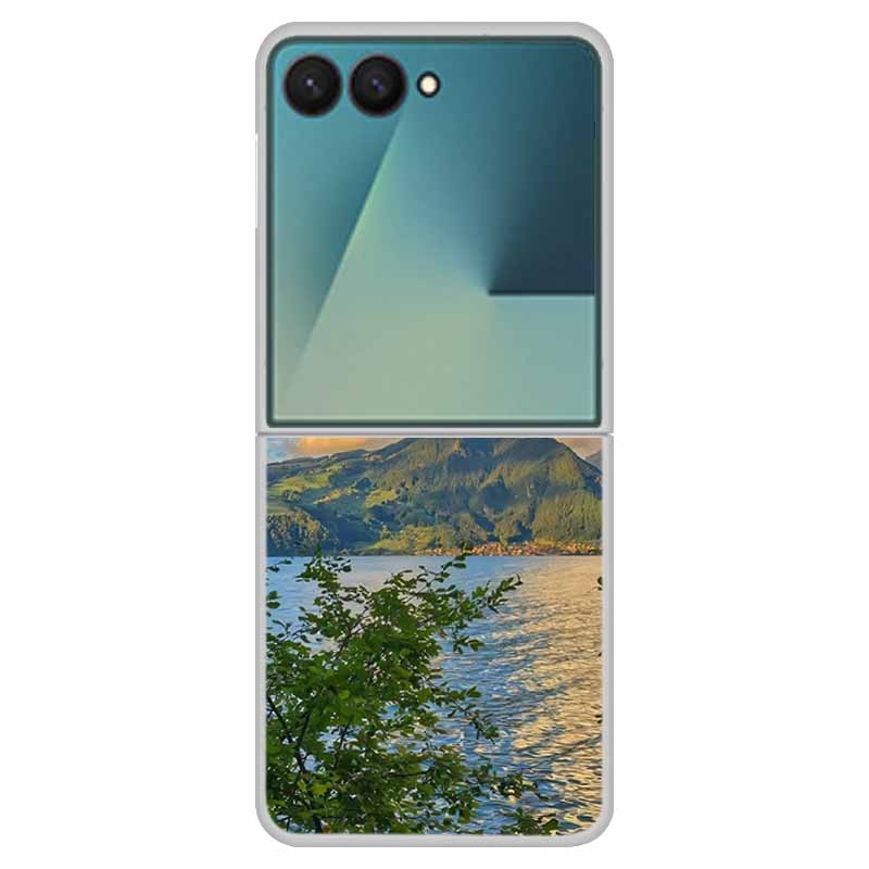 For Samsung Z Flip7 Flowers Case Transparent Hard PC Plastic Cover Shockproof Coque for Funda Samsung Galaxy Z Flip 7 5G Zflip7