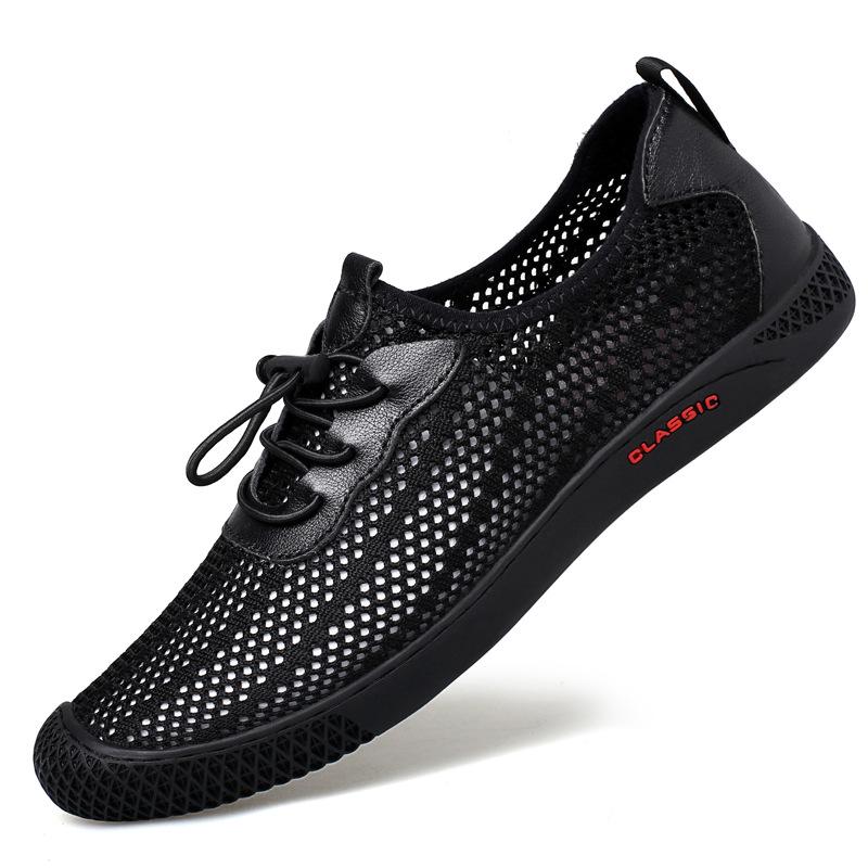 Men s Trendy Round Toe Breathable Mesh Low-Cut Elastic Band Sport Beach Shoes 40