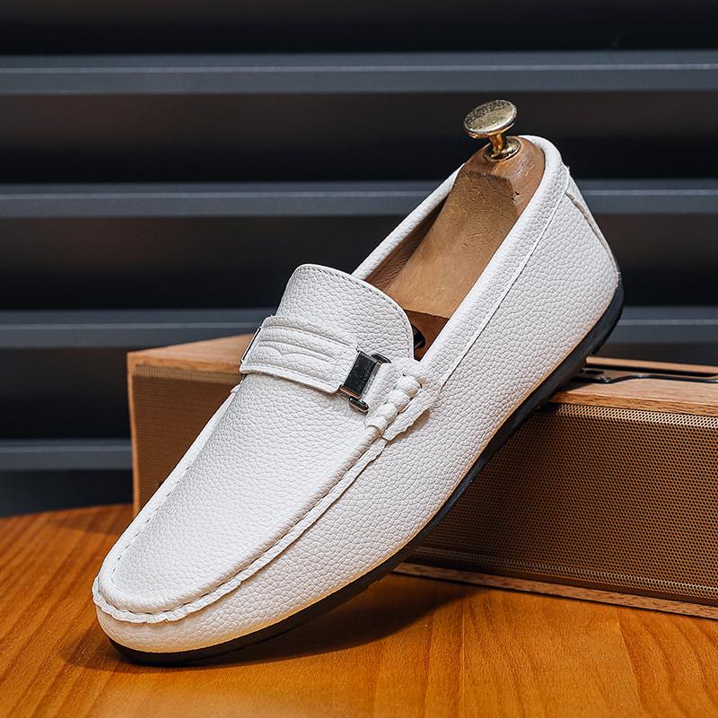 Fashion Leather Mens Loafers Luxury Brand Men Casual Shoes Lightweight Slip On Walking Boat Shoes Comfortable Lazy Driving Shoes