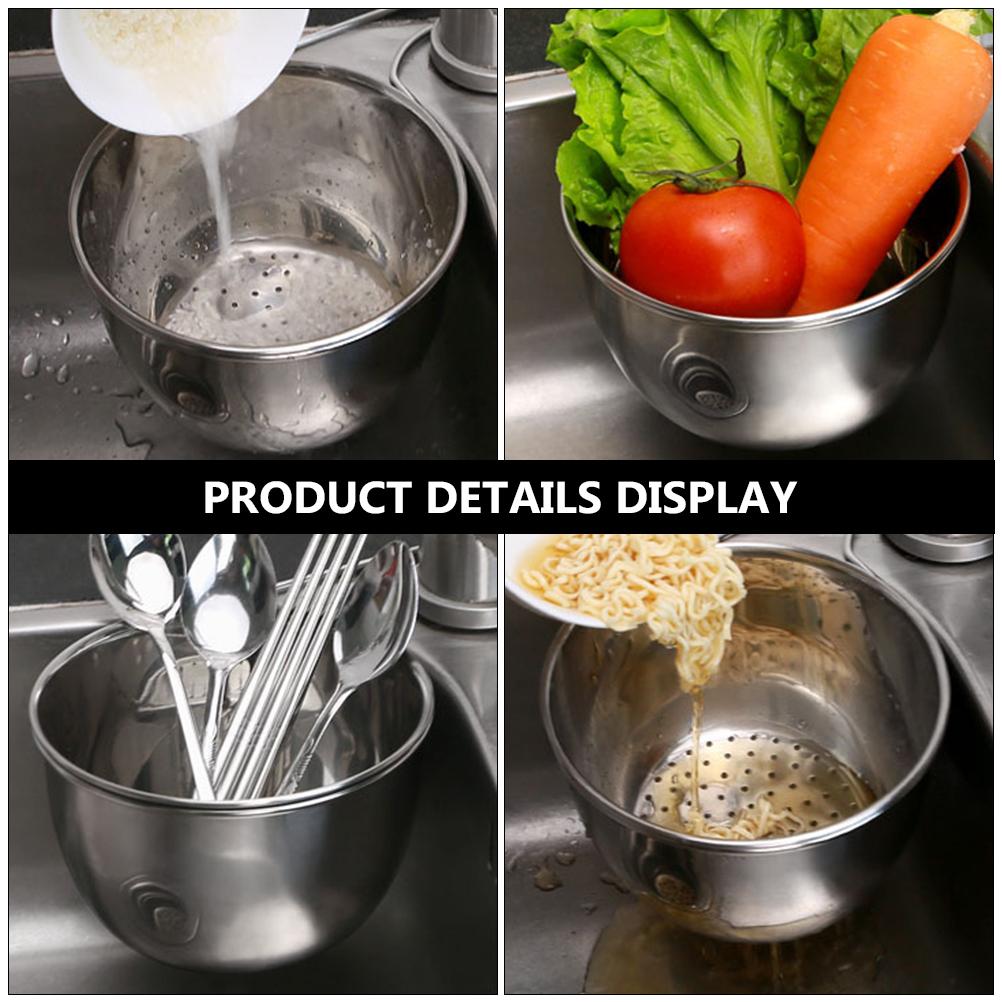 Edelstahl Abgießkorb Spülbecken Speisefänger Küche Obst Sieb Filter Obst Waschkörbe Behälter