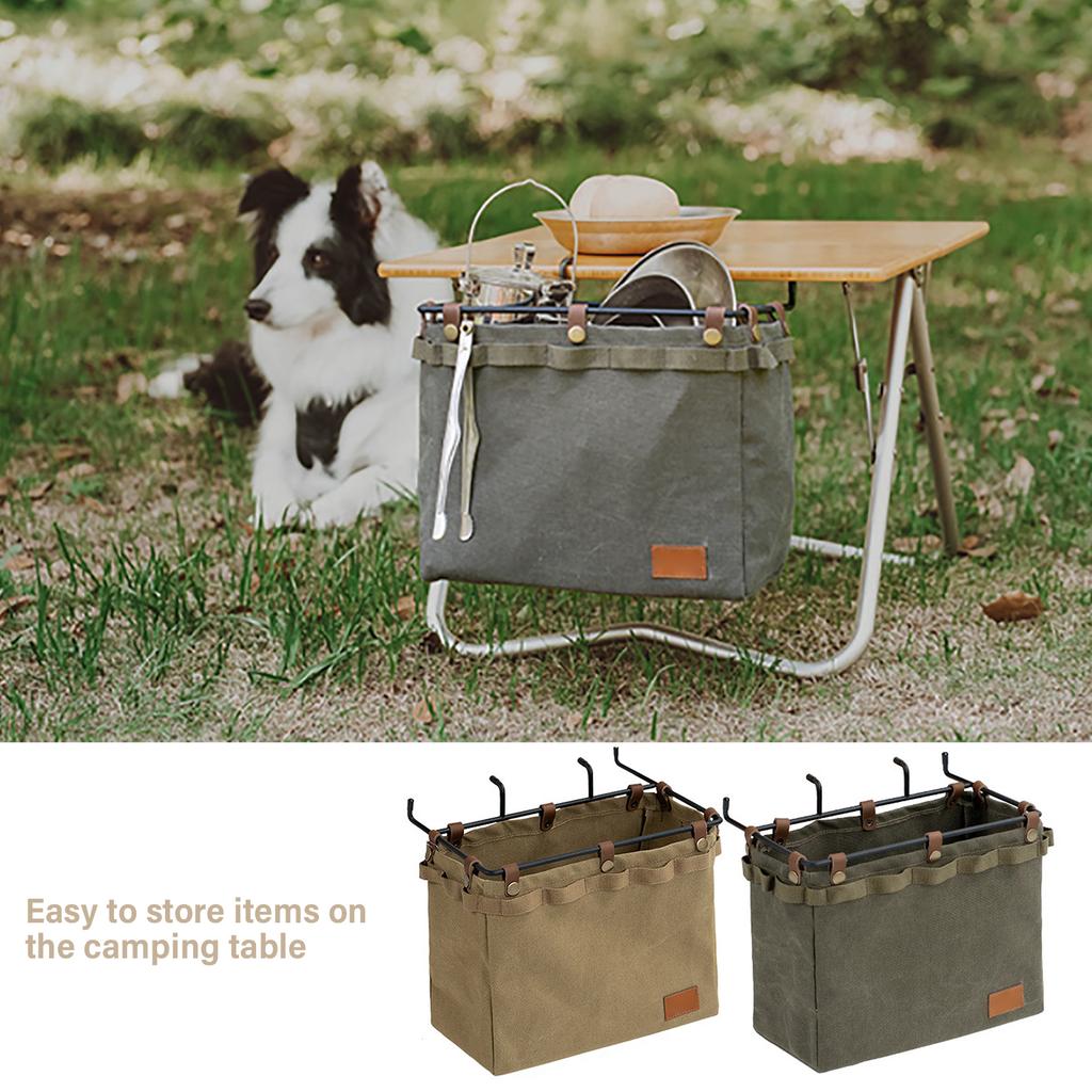 Table Edge Bag for Outdoor Picnic Camping Table Side Holder Table Hanging Organizer Foldable Side Bag Hanging Pouches