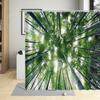 Bambus Duschvorhang Badezimmer Heimdeko Grüne Pflanzen Landschaft Badvorhänge Mit Haken Polyester Wasserdichtes Gewebe Waschbar
