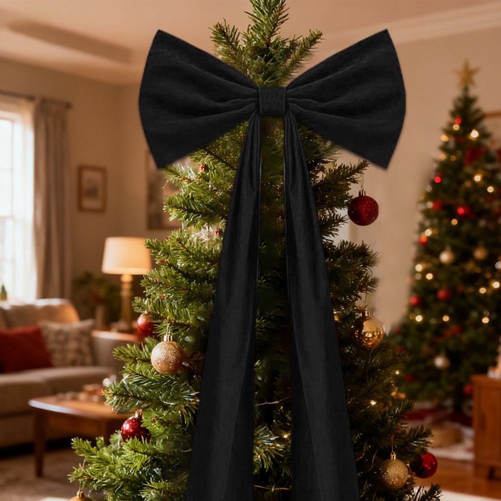 1.8M Super Large Christmas Bow Pendant Flannel Christmas Tree Topper Bow Decoration Wine Red Long Streamers Ribbon Bow Pendant