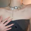 Heart Watches Pedant Choker Star Y2K Tassel Necklace Fashion Gothic Rivet Necklace  Girls
