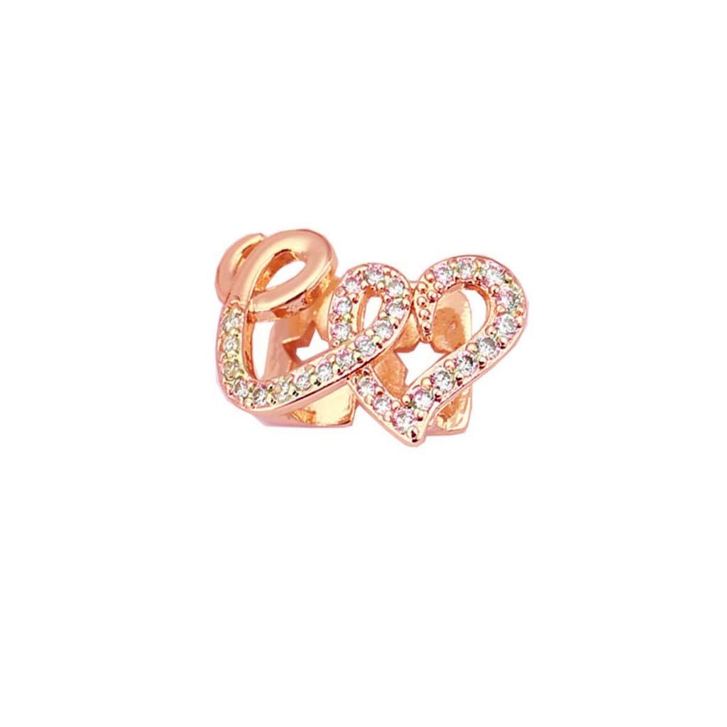 European & American Double Heart Zircon Hip-Hop Teeth Grills - Trendy Copper Tooth Jewelry