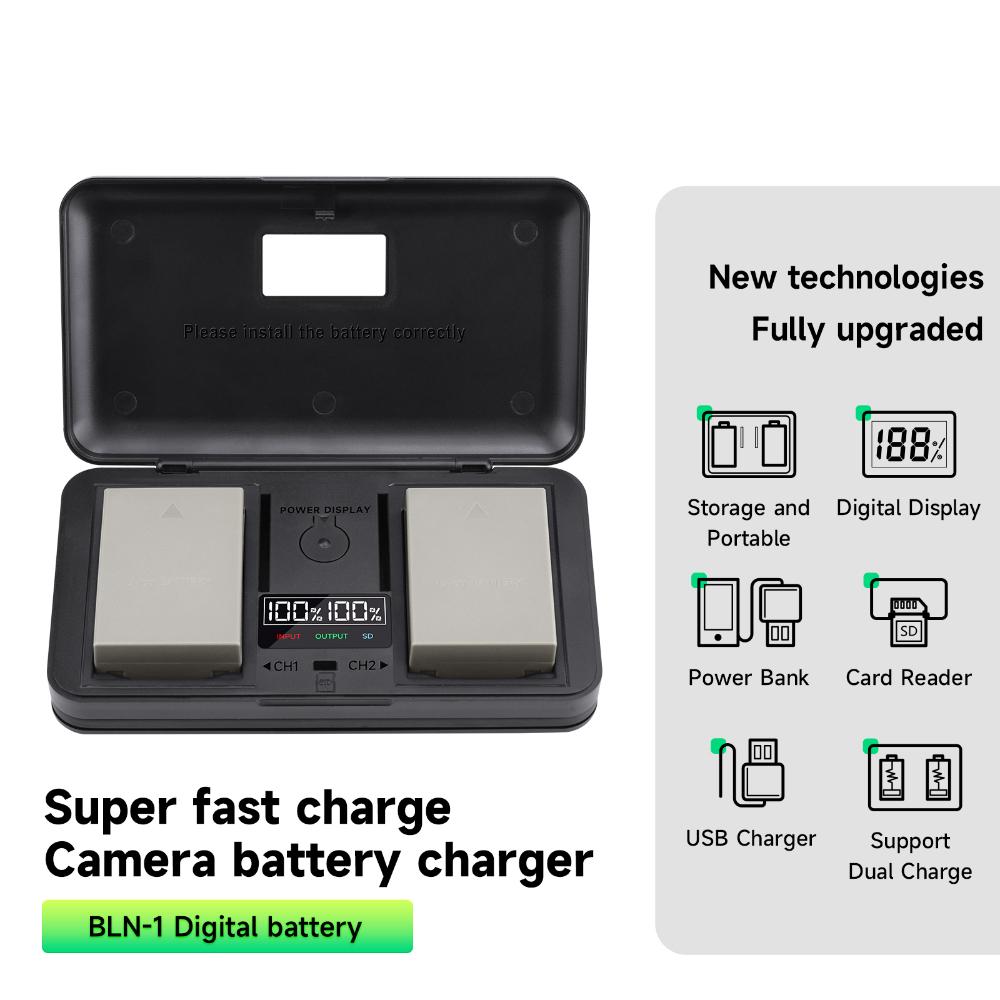 2280mAh BLN-1 BLN 1 PS-BLN1 Camera Battery + Multi-Function Charger Battery Storage Box for Olympus OM-D E-M1 E-M5 Mark II PEN-F E-P5 EM1 EM5 PENF EP5