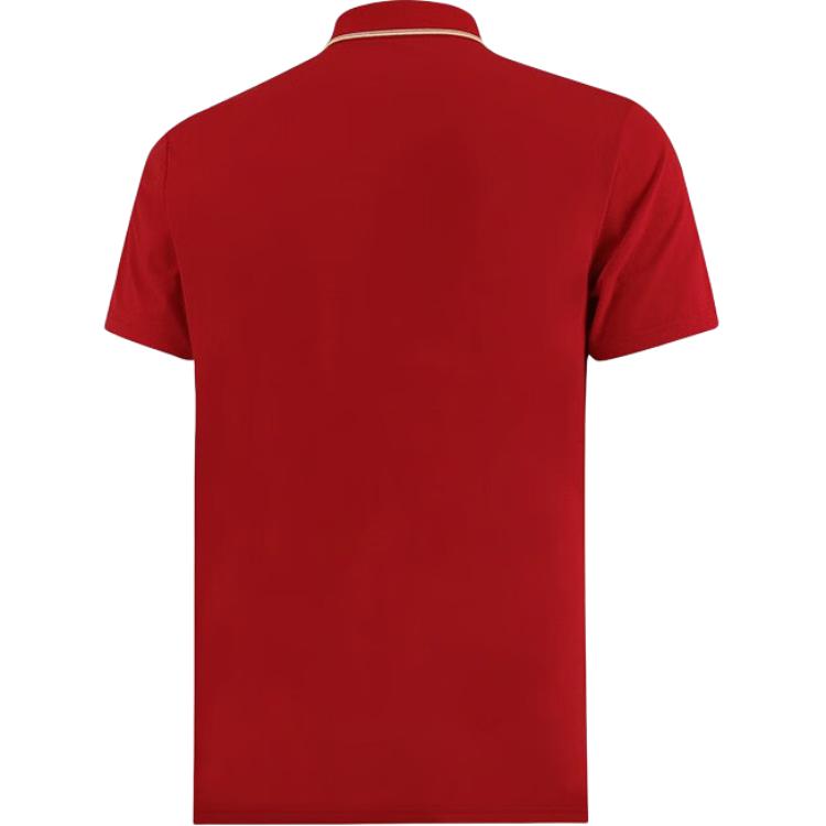 Li Ning Fitness Series Solid Color Comfortable Breathable Versatile Short Sleeve Polo Shirt Men Tops Samba-Red APLT079-5