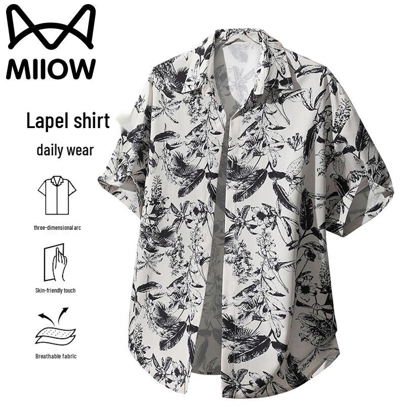 MiiOW Men s Ice-Cool Breathable Hawaiian Shirt M