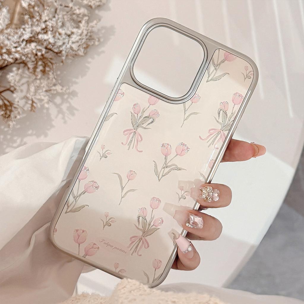 Zlatá epoxidová pre puzdro na telefón Apple 16 Promax pre iPhone 17 Ružový tulipán 15 Pokovovanie 14 pre Huawei P70
