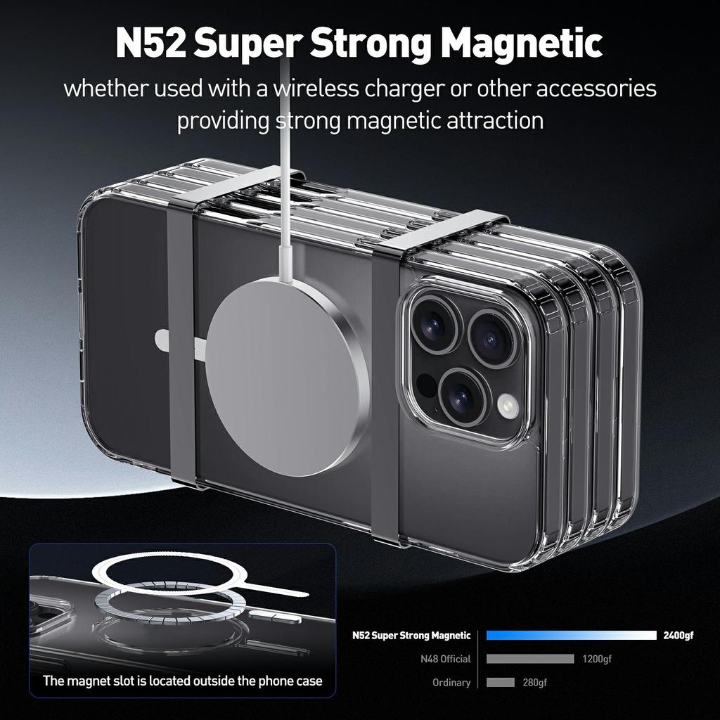 For iPhone 16 Pro Max Magnetic Case TPU+Acrylic Clear Phone Back Cover