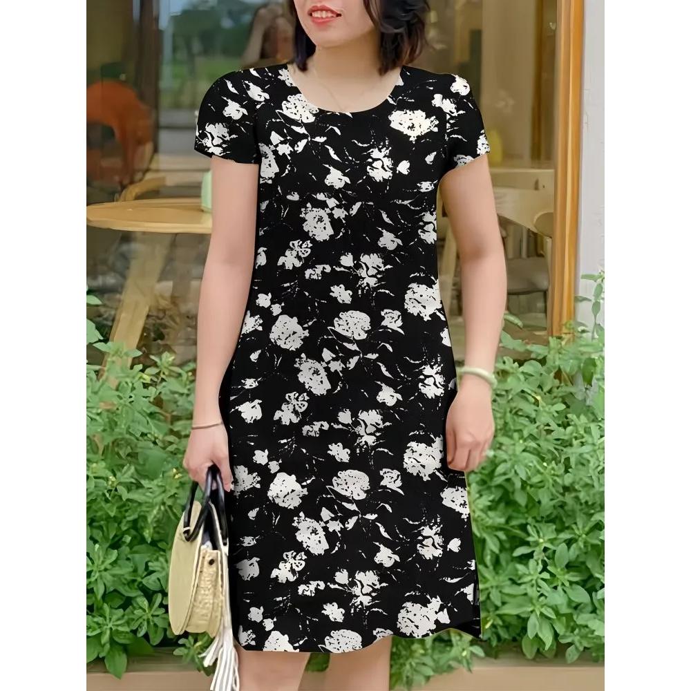 Comoda Versatile Maglia Girocollo Vestito Moda Larga Casual Vestiti