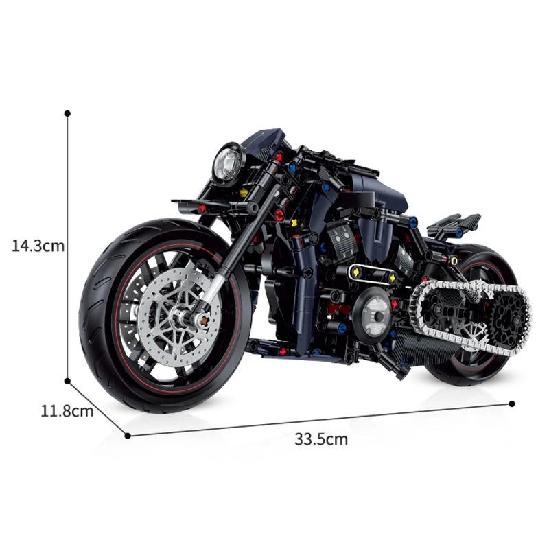 New 1/8 Night Racer Motorbike Building Blocks Sets MOC Bricks Motorcycle Model Christmas Gifts for Boys Kids Children 623pcs