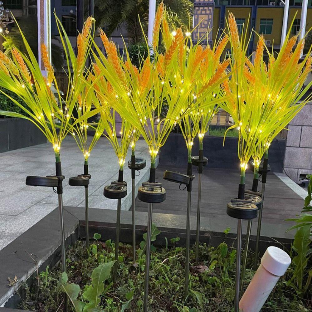 7 Heads Design Solar Powered Light Ground Plug Solar Powered Ground Mounted Light Decorative Lighting Rice Lamp Style Lawn Lamp