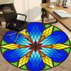 1pc Mandala Stained Glass Office Round Rug, Non-slip, Soft and Durable Office Rug for Interior Decoration, Perfect for Office, Beautiful Decoration yy