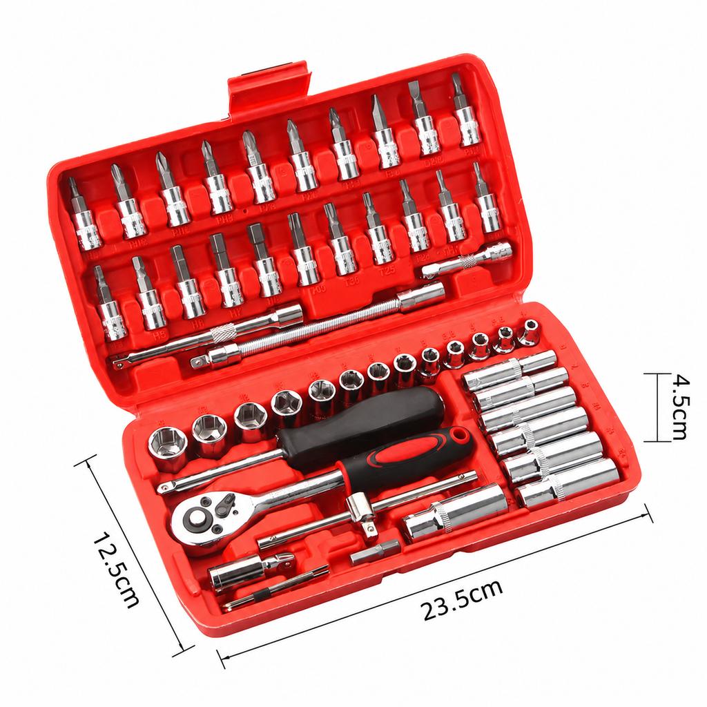 Bulk Supply Industrial Grade 53pcs Metric Socket Tool Box for 4S Workshop Use