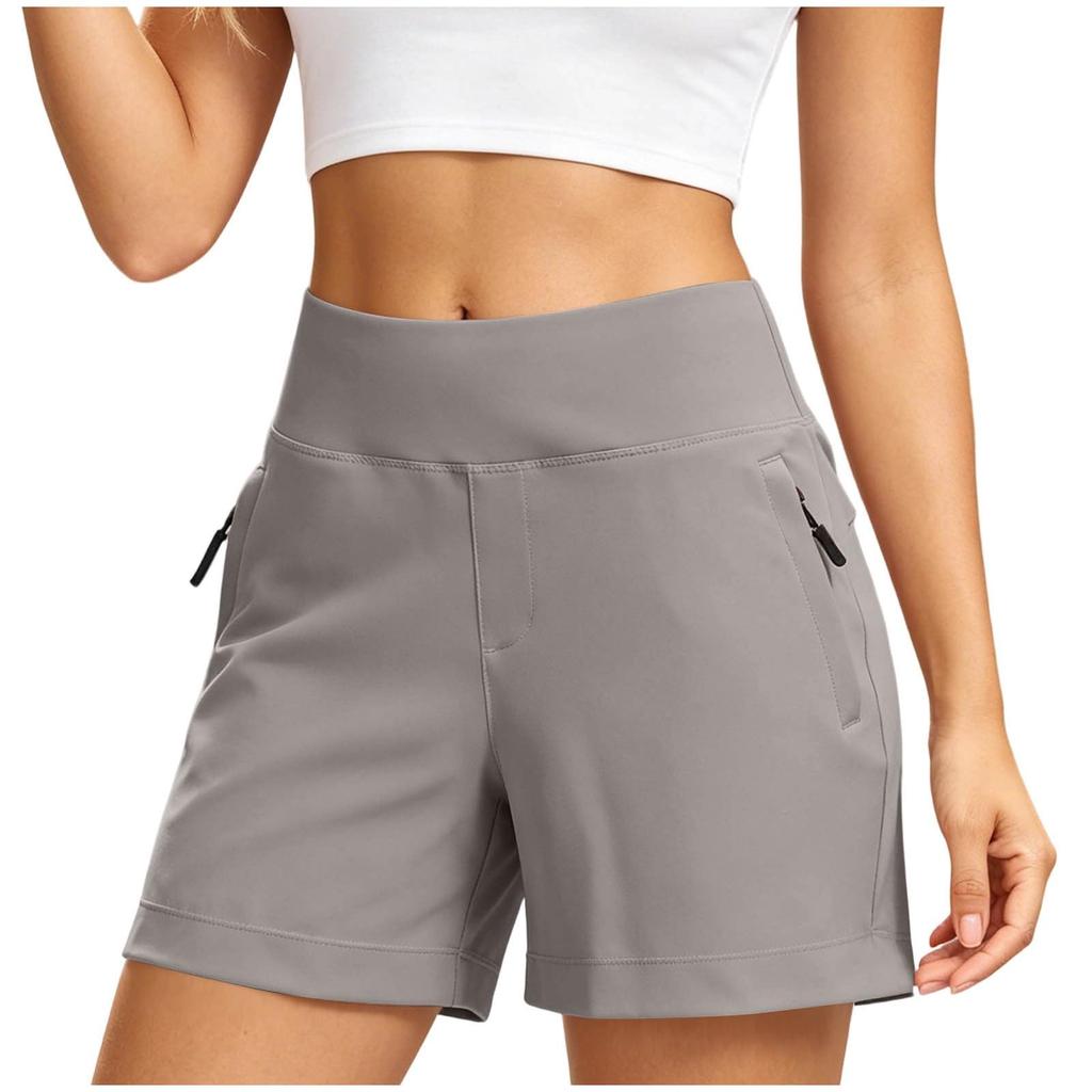 Hohe Taille Yoga-Shorts für Damen mit Reißverschlusstaschen Dehnbar Athletische Workout-Shorts Weicher Stoff Bequeme Passform