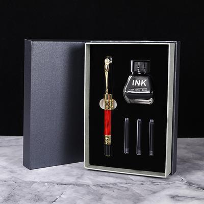 Ink Ink Bag Dual-purpose Teacher and Student Wood Grain Pen Gift Box Business Gifts School Metal Pen Commemorative Set