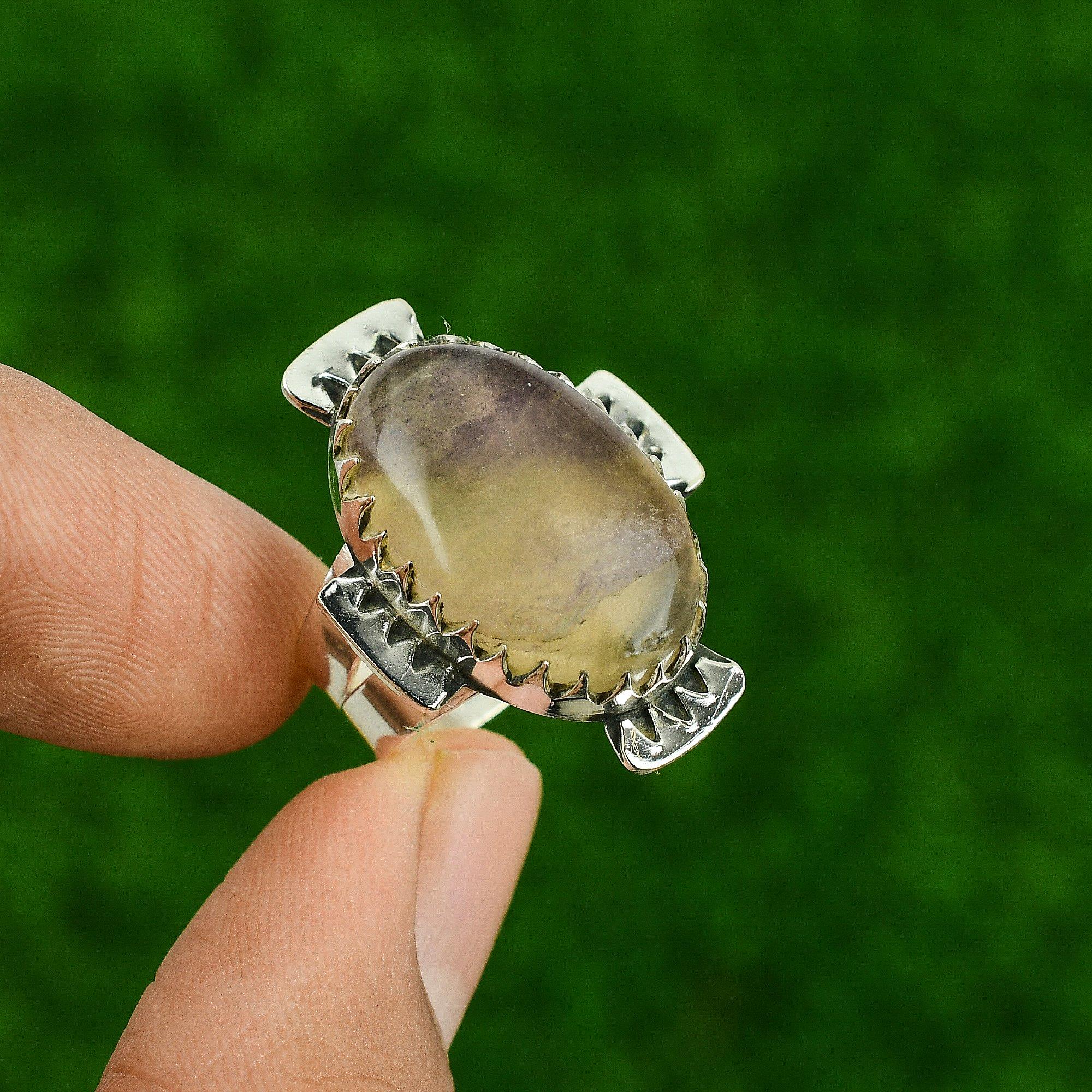 

Кольцо из стерлингового серебра с несколькими камнями флюорита, для помолвки, эффектное, на день рождения, размер США 7,75 7.75